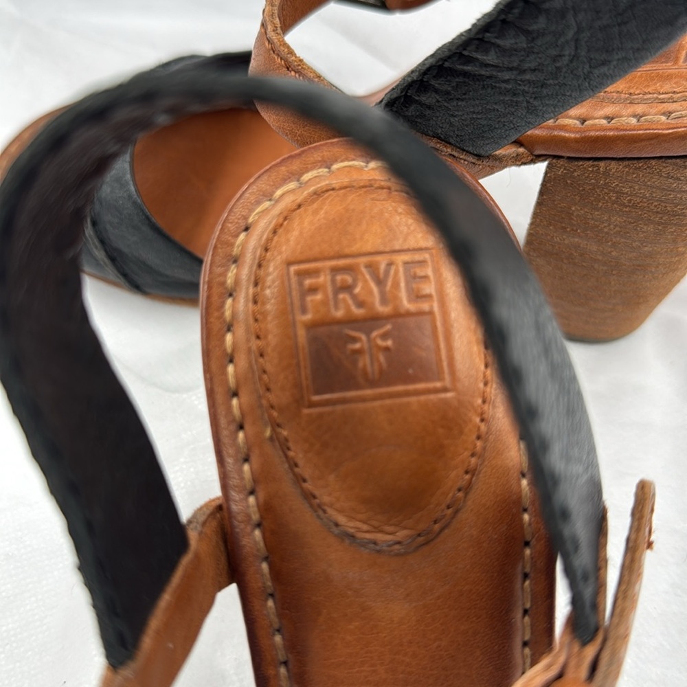 FRYE leather sandals - black  and brown leather  - Size 7M - Picture 10 of 11